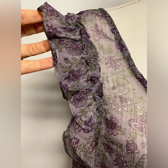 Converse Purple Floral Sheer Sleeveless Top Size L - Picture 5 of 8